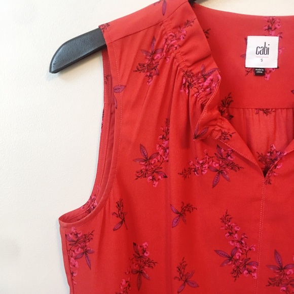 CAbi Red Floral Spring Top - Picture 2 of 5